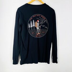 Katin Mens Black See You Out There Skeleton Hiker Graphic Long Sleeve T-Shirt